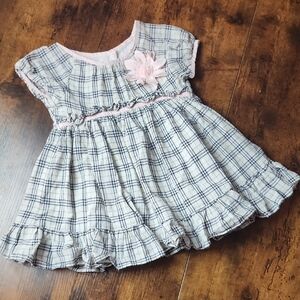 LAURA ASHLEY | Plaid Ruffle Dress Pink Floral Detail Petticoat Buttons | 12 M